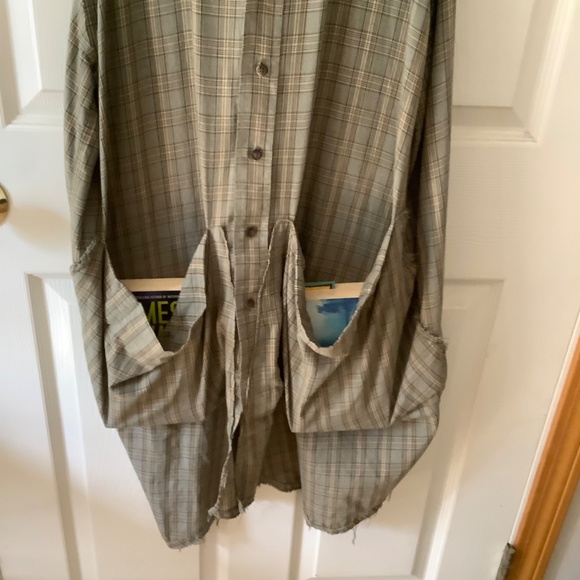 STATE Artist Smock sleeveless buttondown green plaid lightweight collectors item - Picture 10 of 13